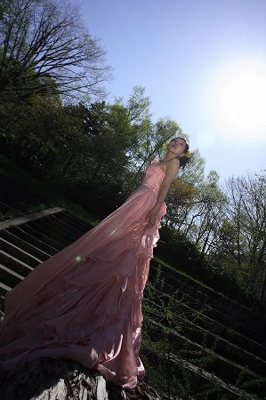 高山市のピンクドレスでウェディングフォト